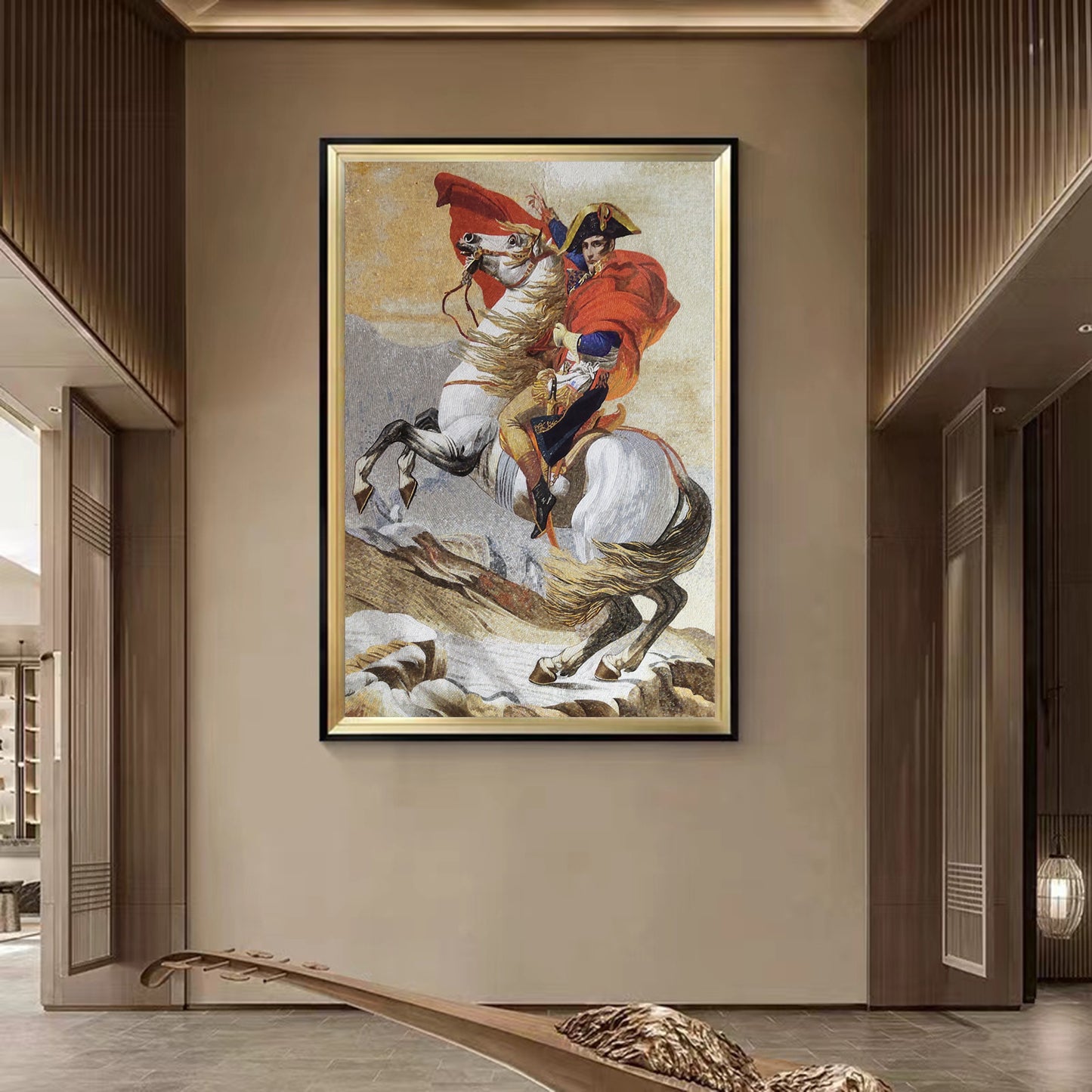 A Mosaic Art Napoleon Crossing the Alps Glass materials Custom made size AJ110