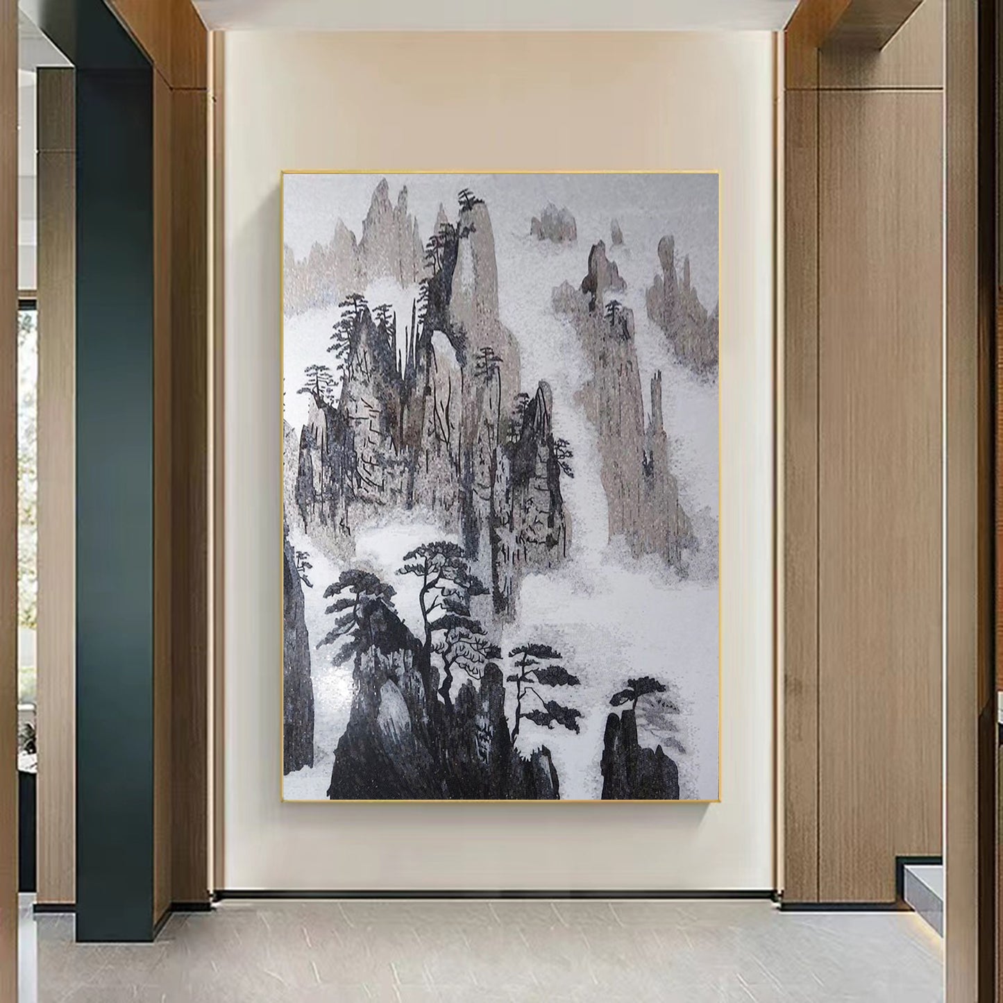 A Mosaic Art Huangshan sea of clouds Glass materials Custom made size AJ122