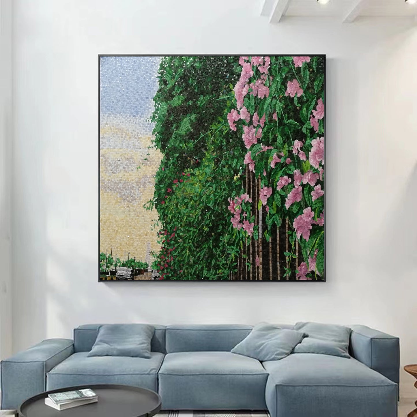 A Mosaic Art Flower vine Glass materials Custom made size AJ31