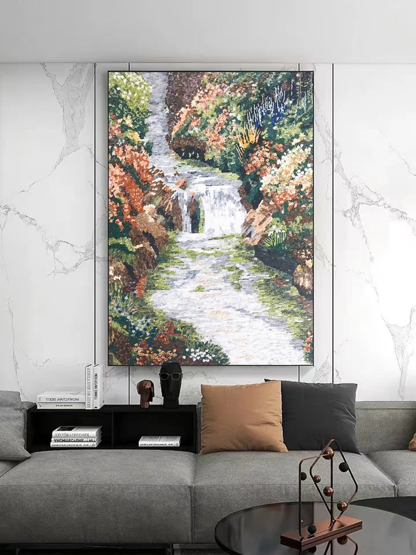 A Mosaic Art Cascade Glass materials Custom made size AJ35