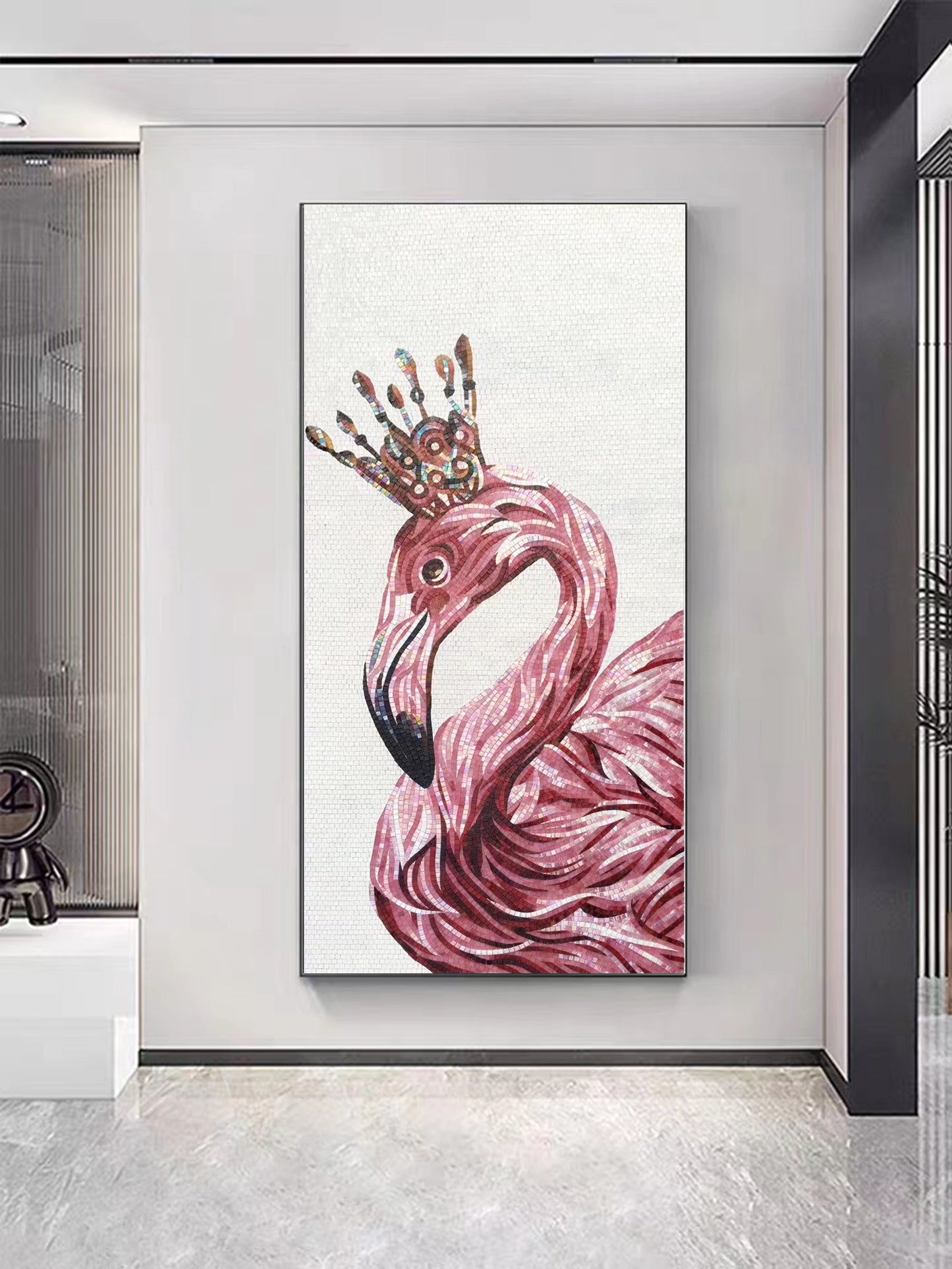 A Mosaic Art Flamingo Glass materials Custom made size AJ125