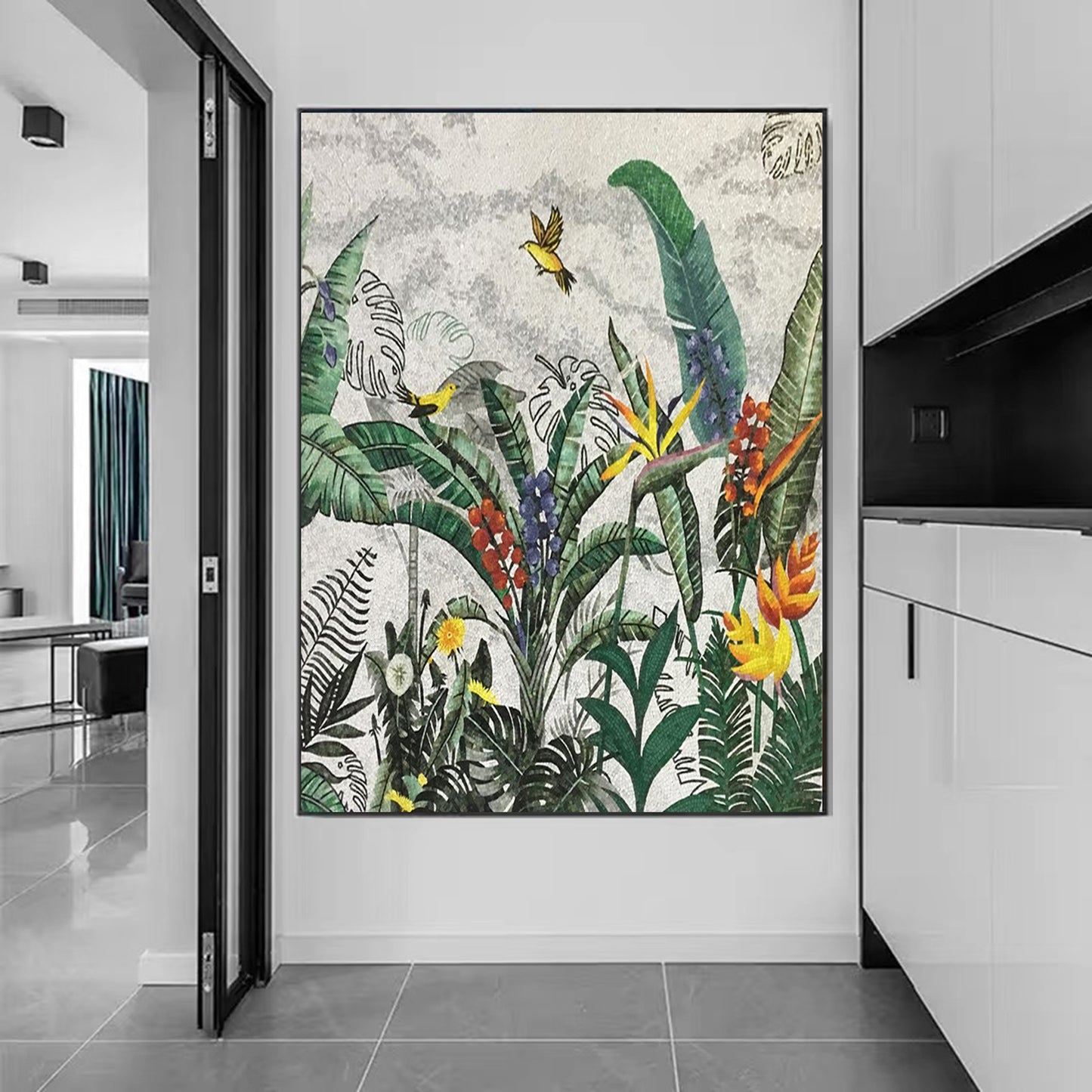 A Mosaic Art Flowering shrubs Glass materials Custom made size AJ45