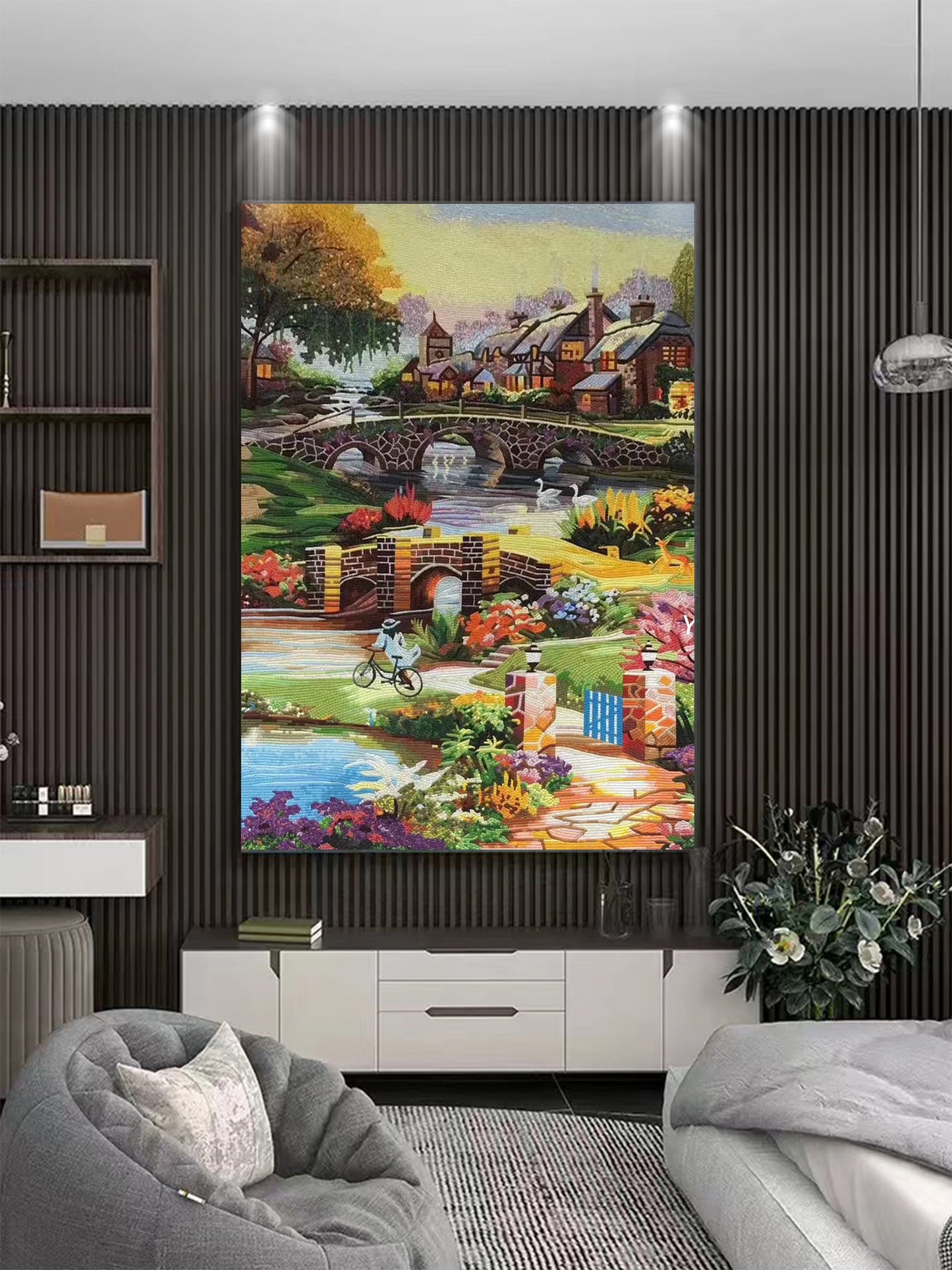 A Mosaic Art Spring scenery Glass materials Custom made size AJ48