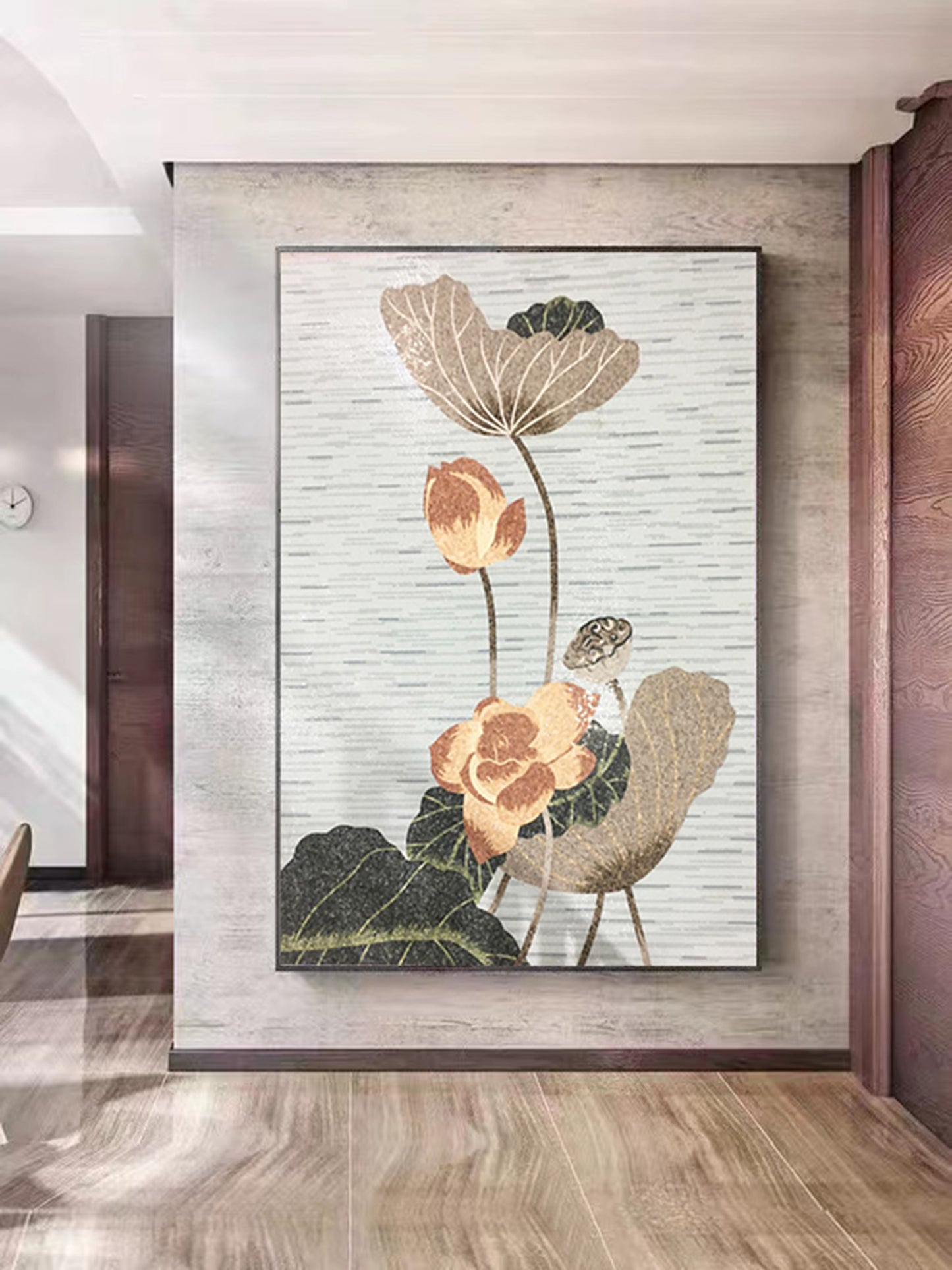 A Mosaic Art Lotus Glass materials Custom made size AJ112