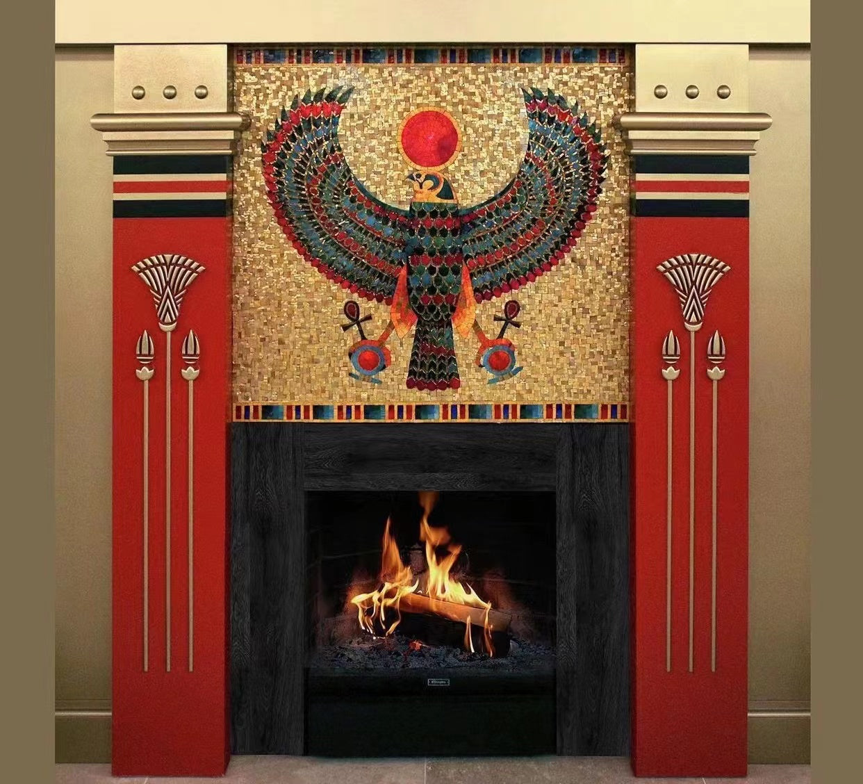 A Mosaic Art Ancient Egyptian god of the sun Glass materials Custom made size AJ58