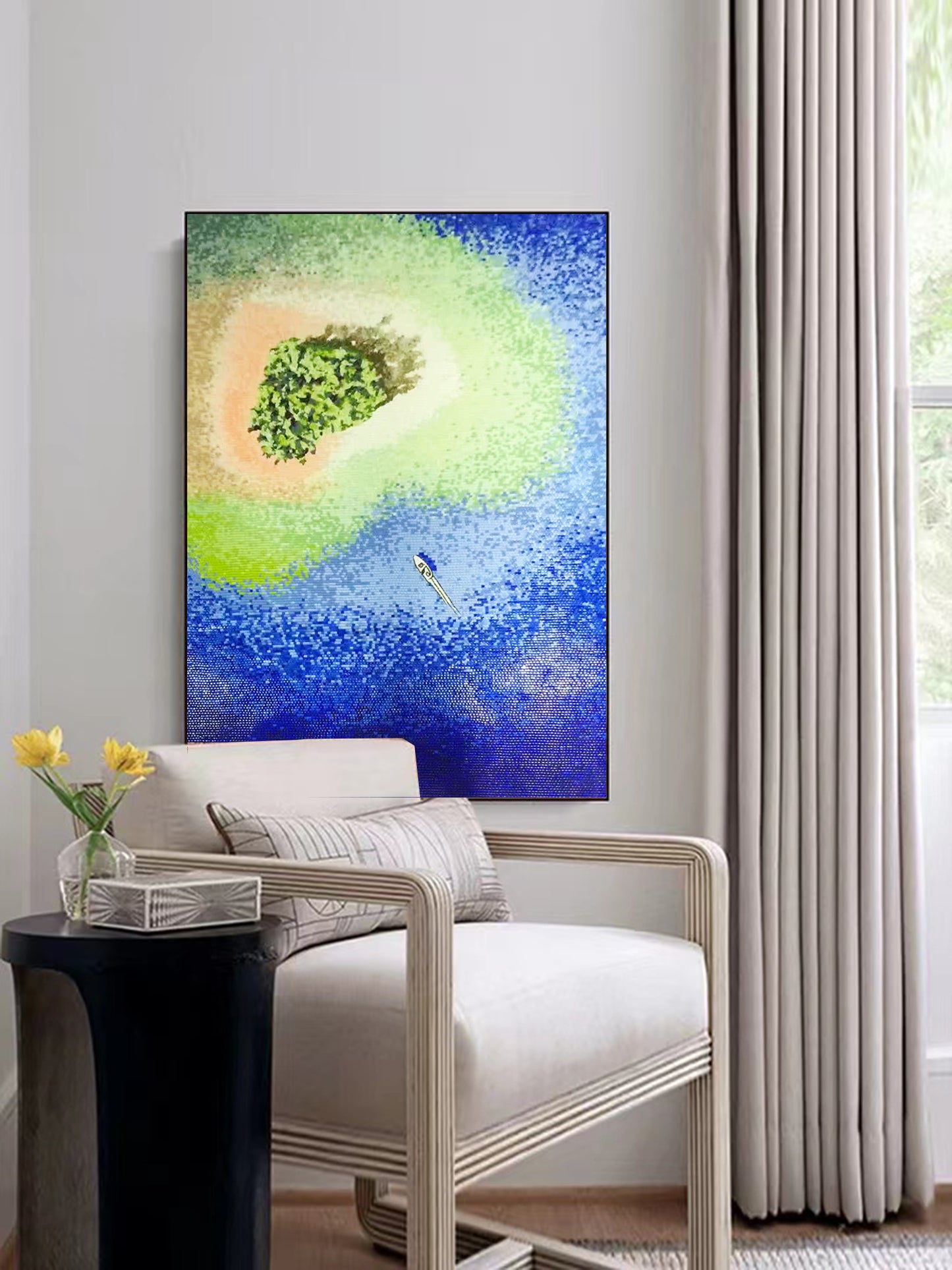 A Mosaic Art Love island Glass materials Custom made size AJ70