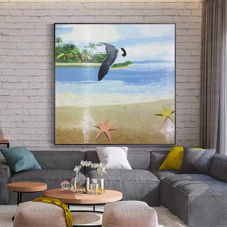 A Mosaic Art Time to Relax Glass materials Custom made size AJ20