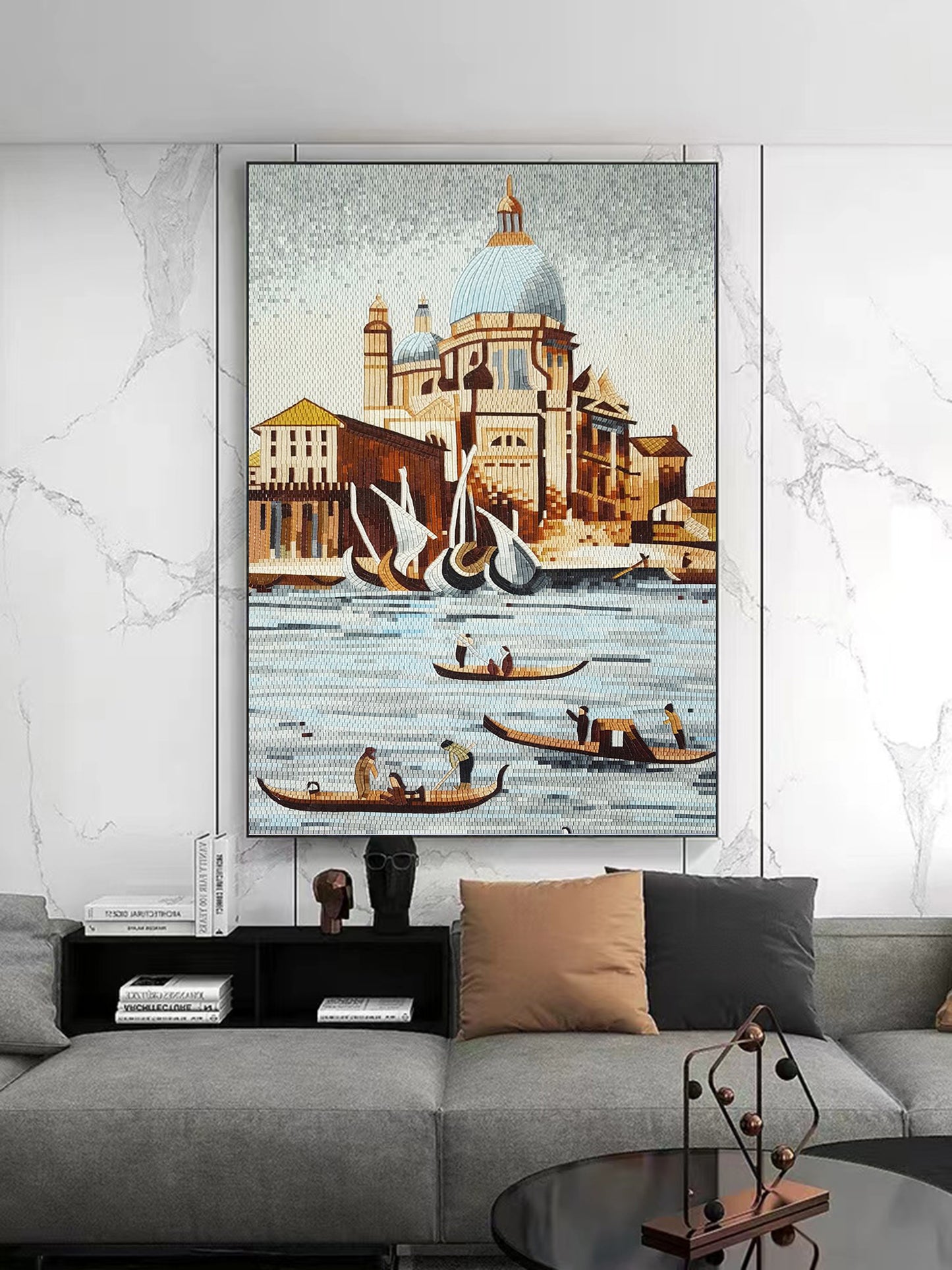 A Mosaic Art Riverside castle Glass materials Custom made size AJ77