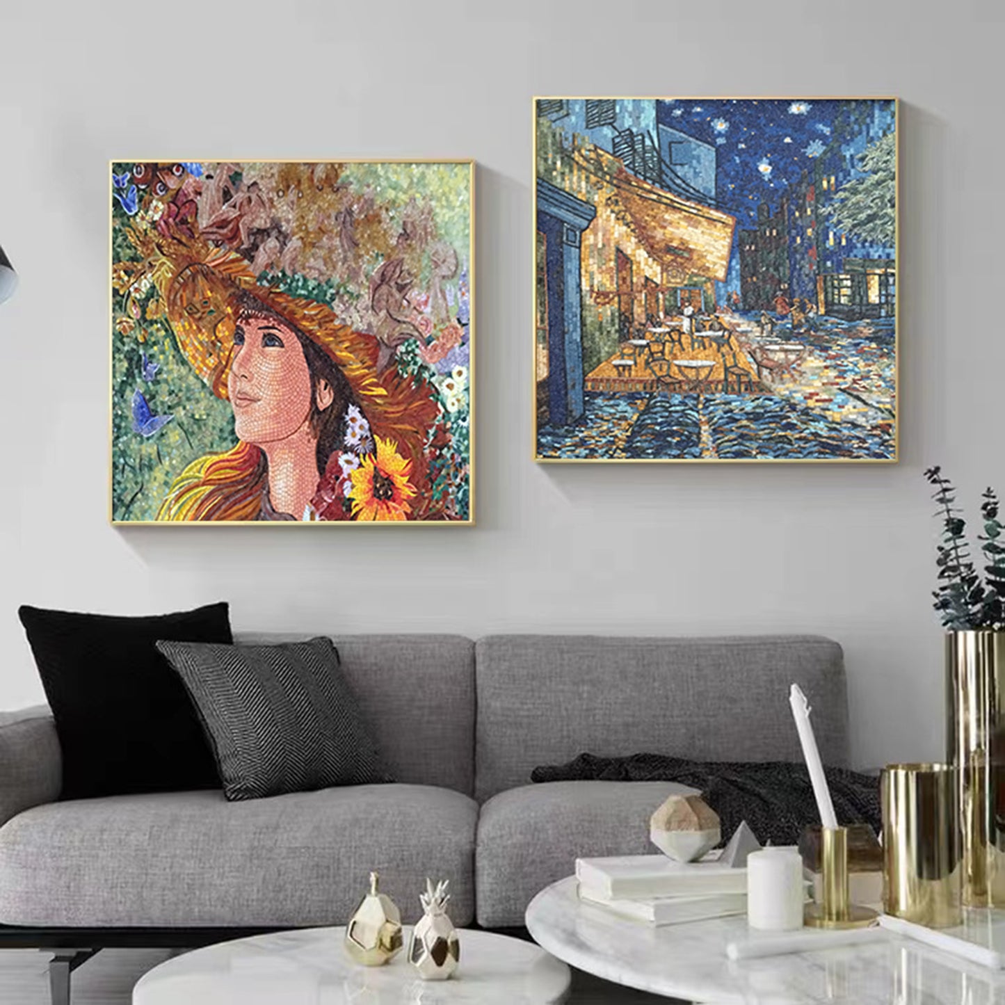 A Mosaic Art Oil painting combination Glass materials Custom made size AJ90