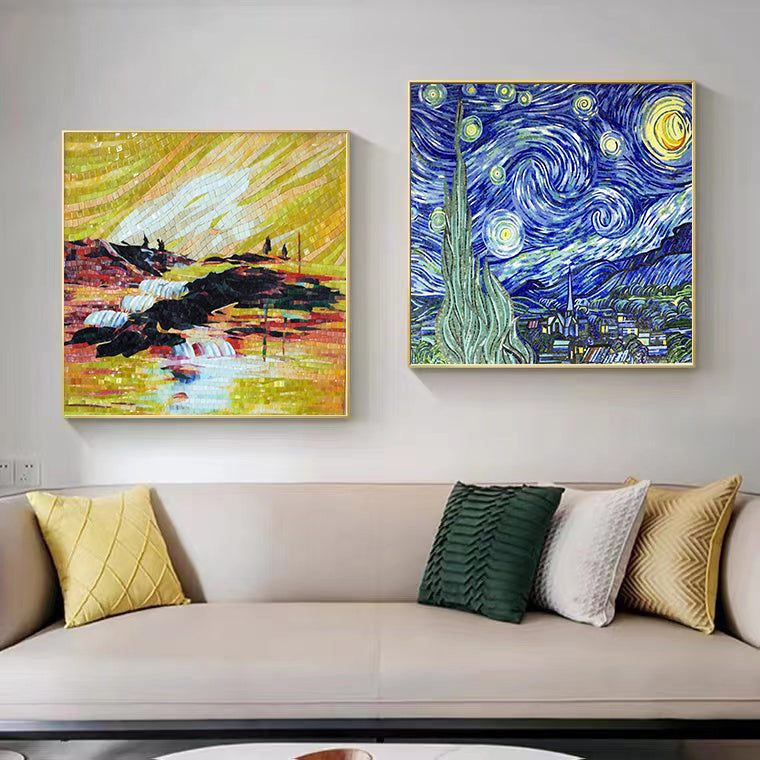 A Mosaic Art Sunset&Starry sky Glass materials Custom made size AJ91