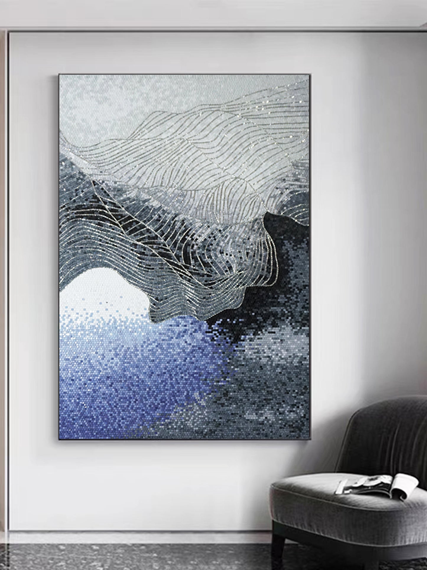 A Mosaic Art Swirling waves Glass materials Custom made size AJ96