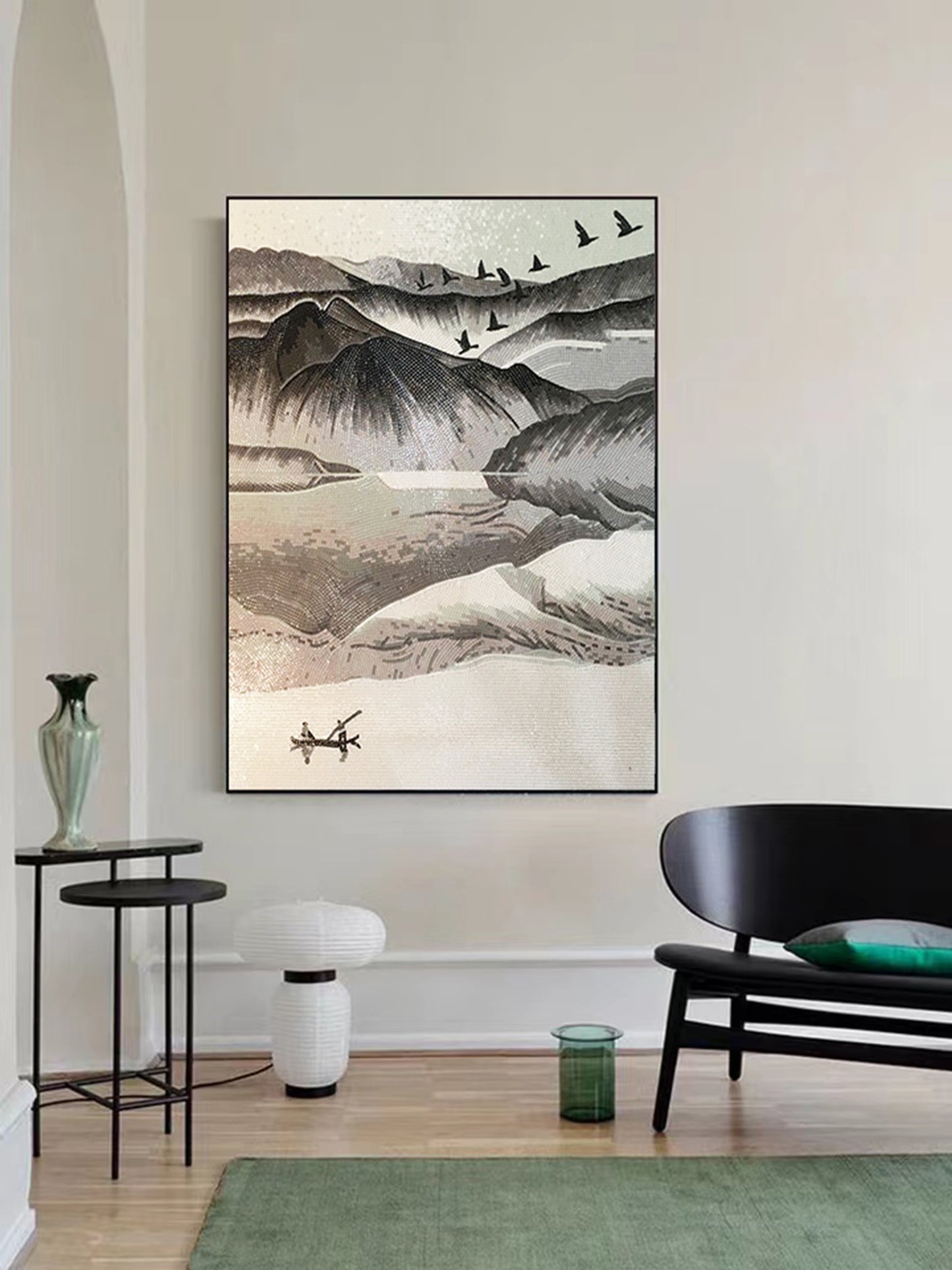 A Mosaic Art Chinese Ink Painting Glass materials Custom made size AJ117