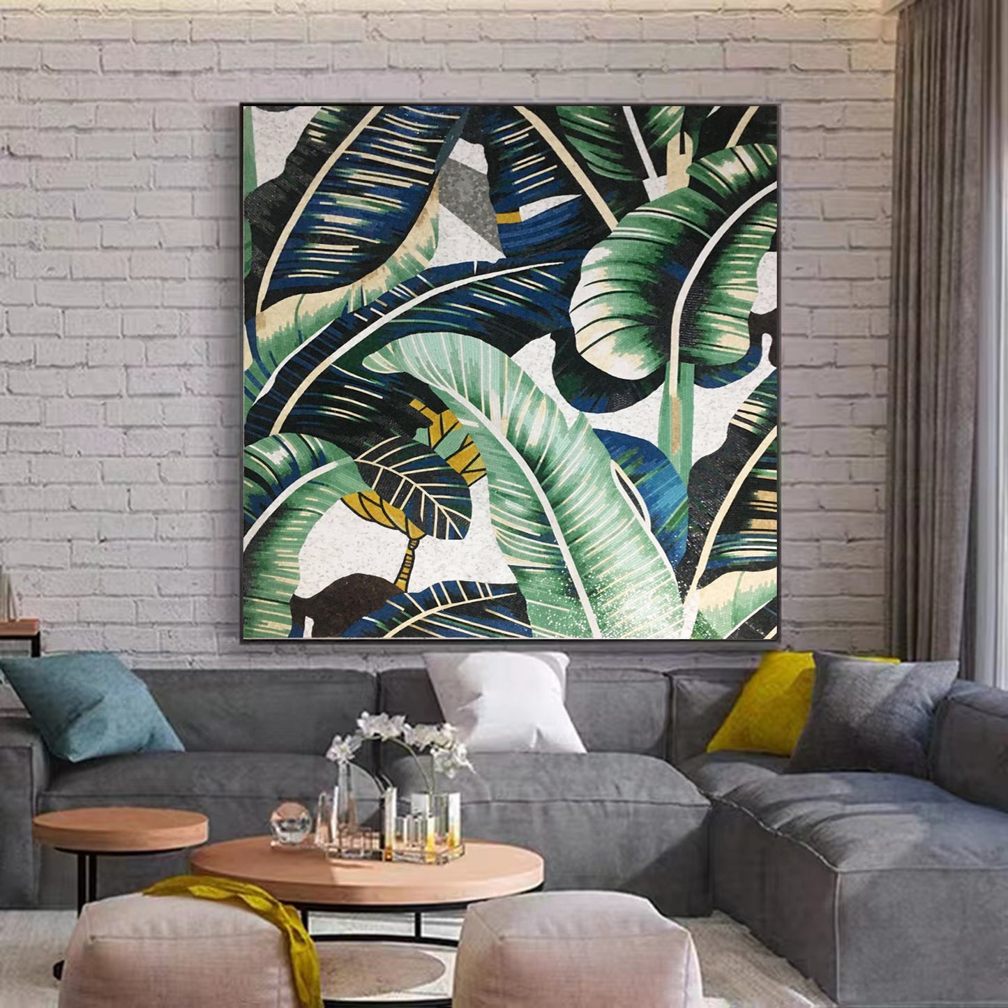 A Mosaic Art Plantain leaf Glass materials Custom made size AJ102