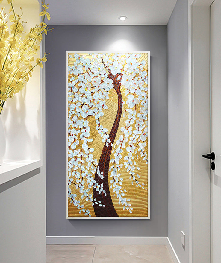 A Mosaic Art golden Lucky tree Glass materials Custom made size AJ11Y