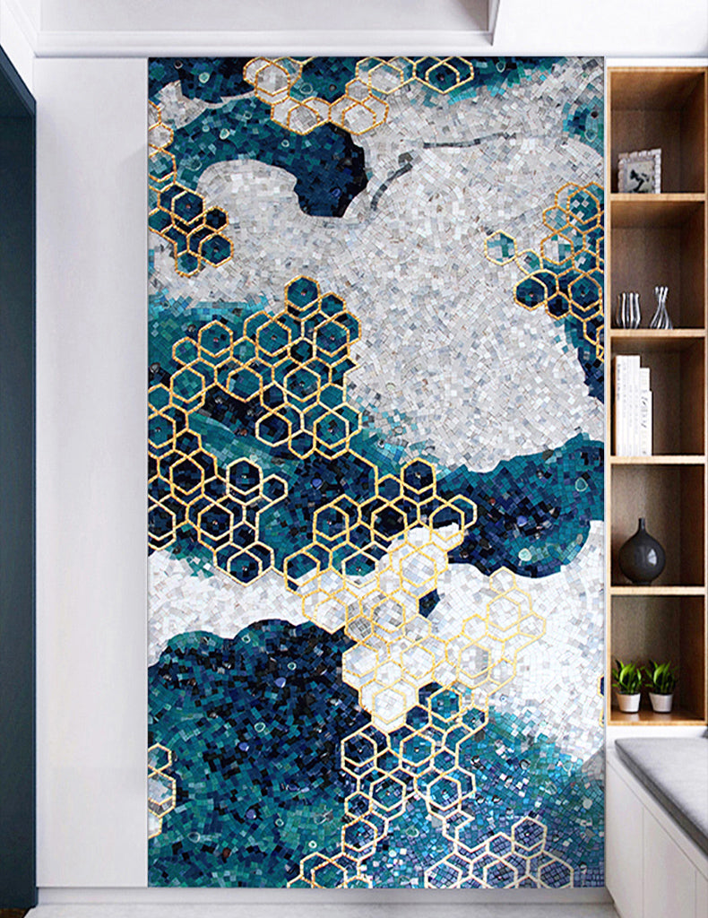 A Mosaic Art Blue dreams Glass materials Custom made size AJ6